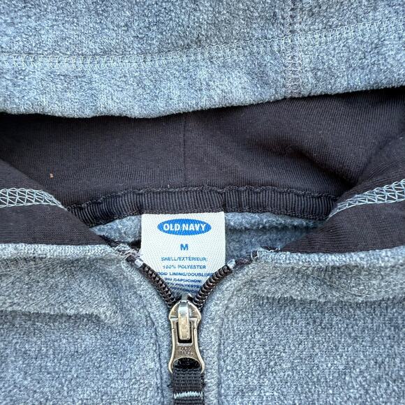 Old Navy Full Zip Hoodie | Gray Fleece Jacket Mens M - Picture 3 of 5